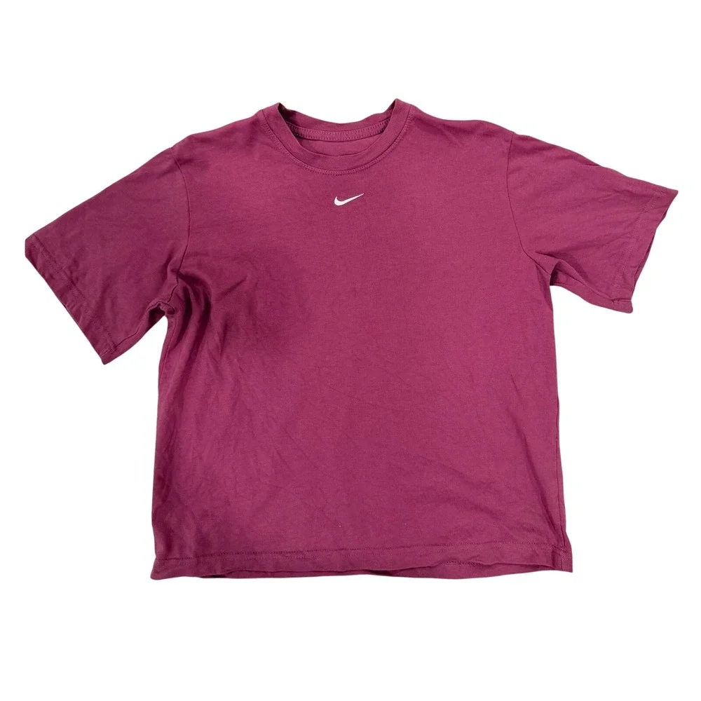 Nike‎ Womens Oversized T-Shirt Fuchsia Magenta Embroidered Swoosh Tee Small